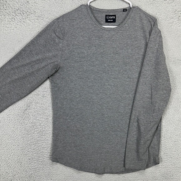 Cuts Pyca Pro Adult Mens Curve-Hem T-Shirt Large Grey Long Sleeve Tee Stretch